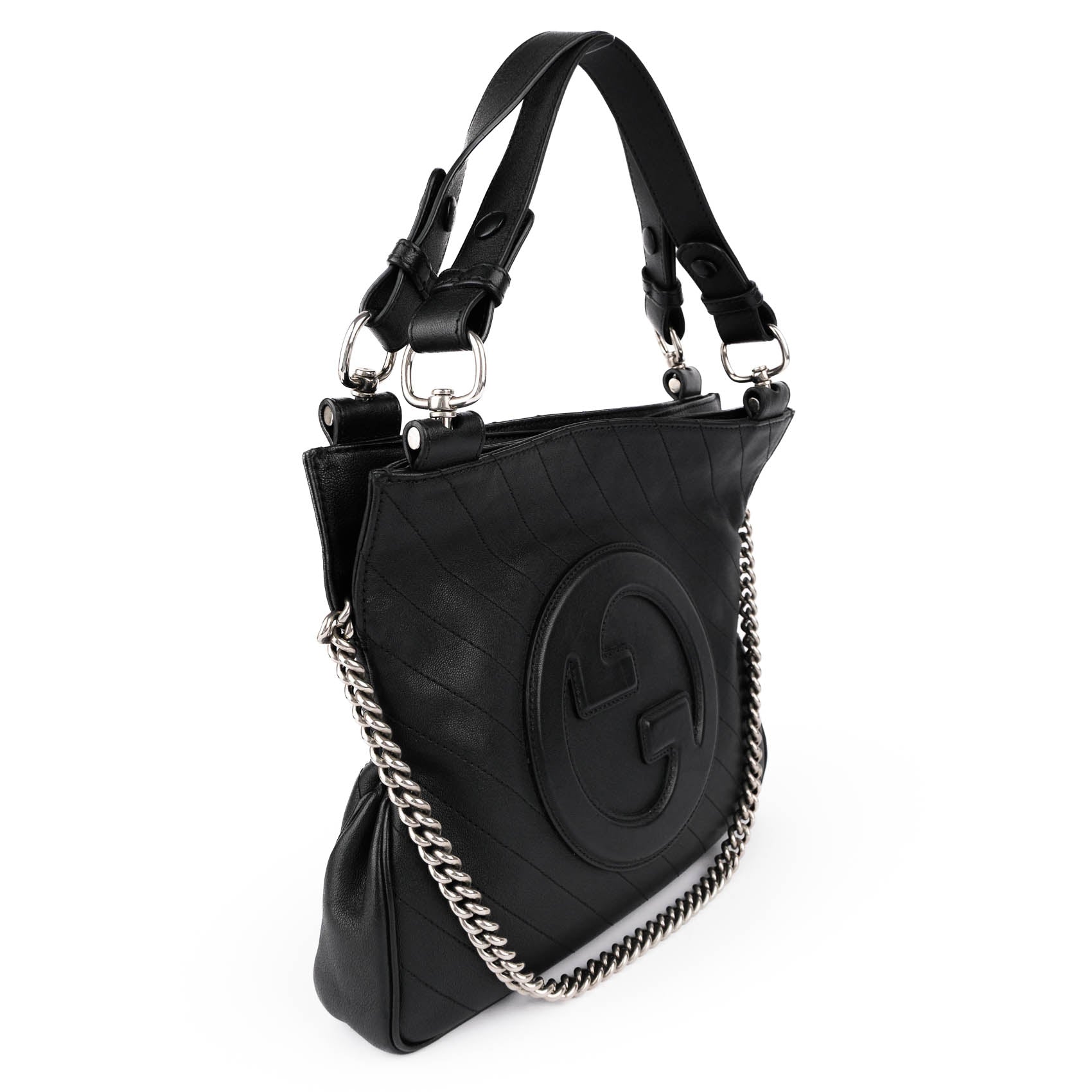 Gucci Blondie Leather 2 Way Handbag Black