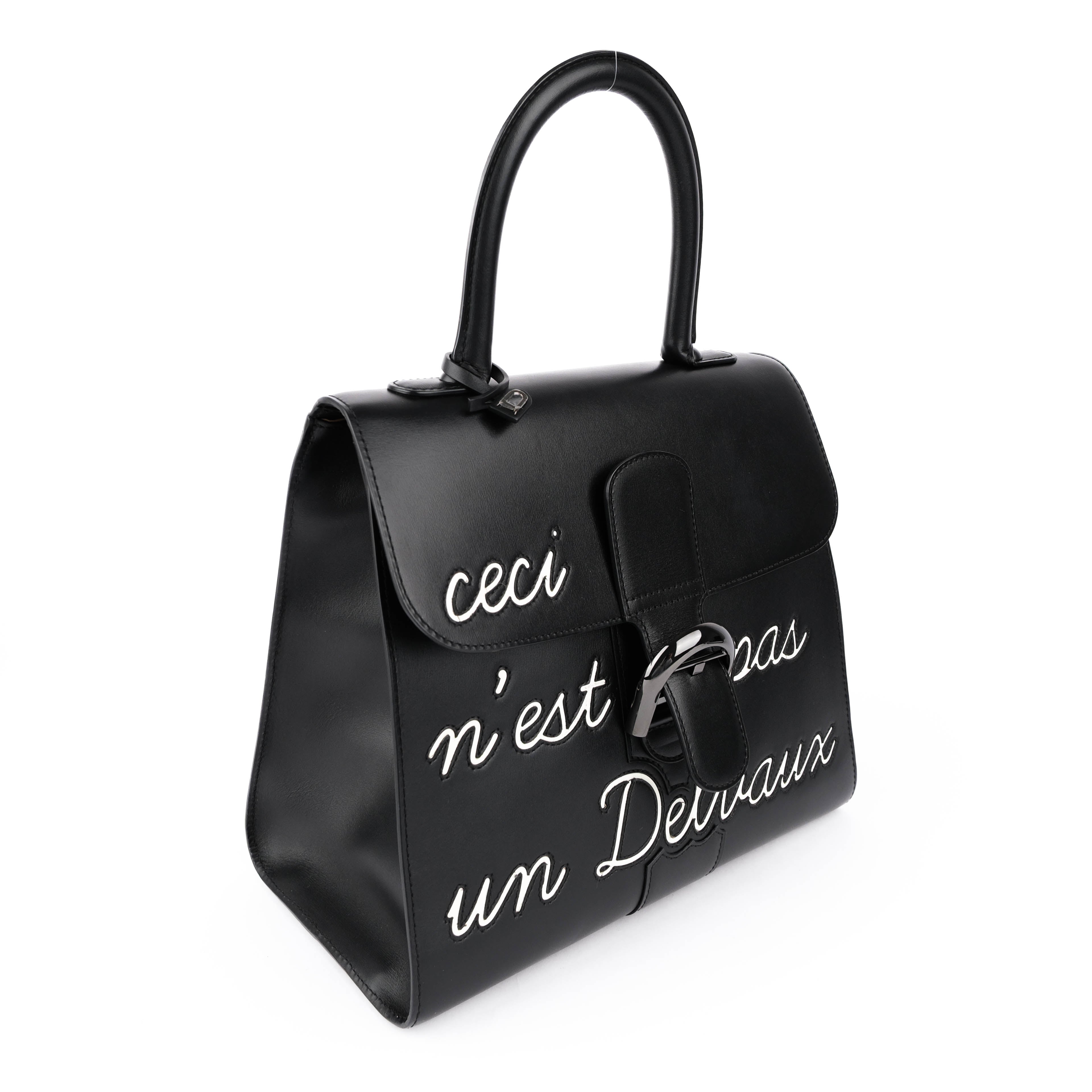 Delvaux Brillant MM L'Humour Handbag - Black Box Calf Leather