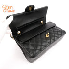 Chanel Matelassé 25 Double Flap Black Lambskin Chain Shoulder Bag Rank B