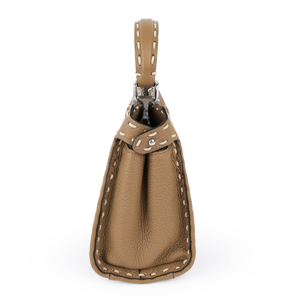 Fendi Mini Peekaboo Selleria Brown Leather and Canvas Bag