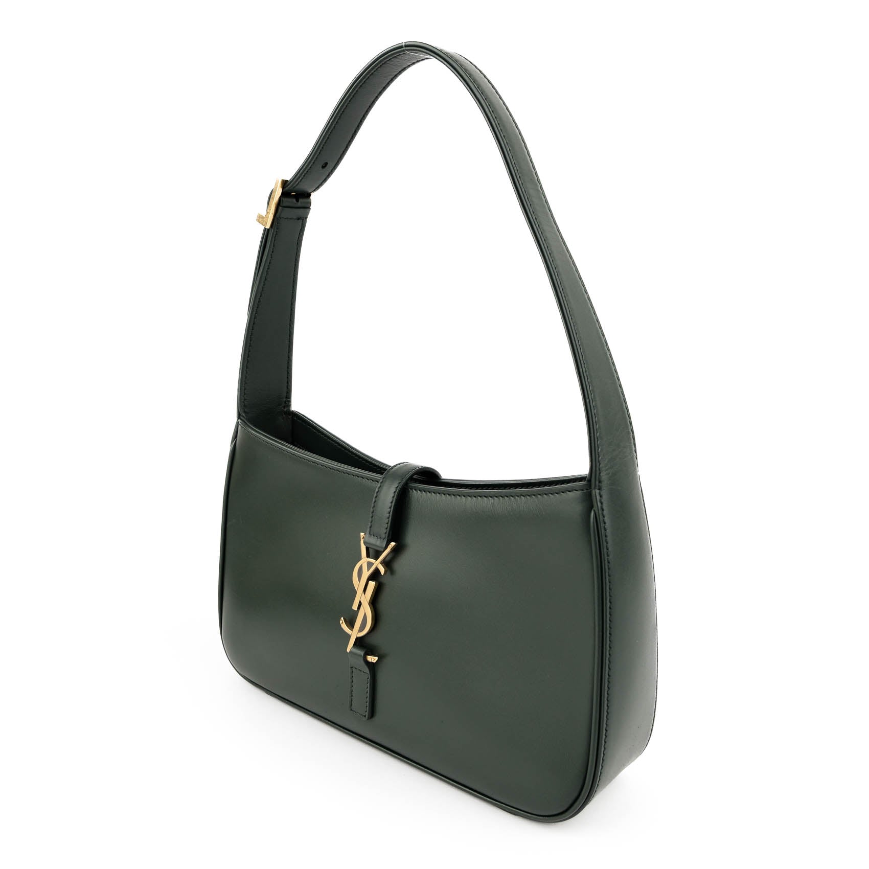 Saint Laurent Paris Le 5 à 7 Shoulder Bag 657228 Smooth Calfskin Leather Green Gold Hardware