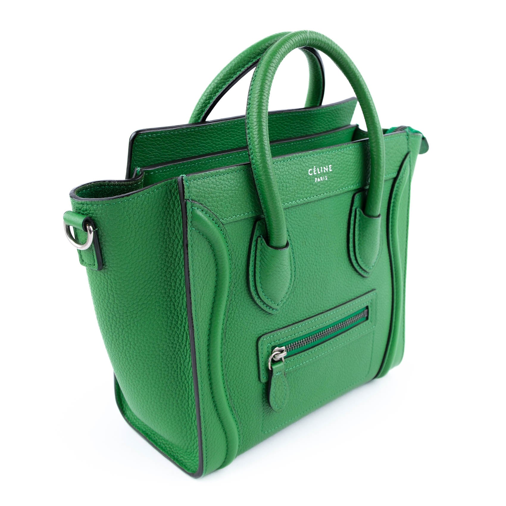 Celine Nano Luggage Bag - Green Drummed Calfskin (Phoebe Philo Era)