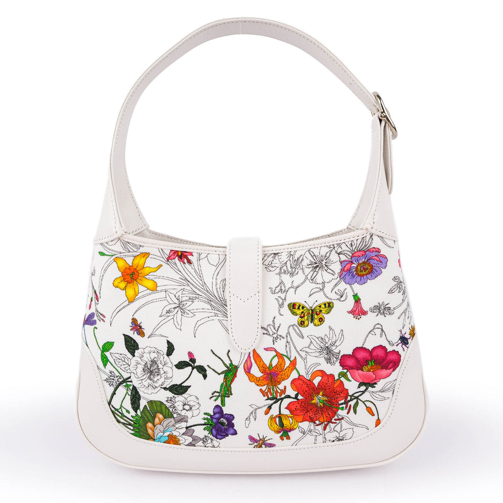 【Ultra-Rare】Gucci Jackie 1961 Embroidered Medium Bag – White Flora 833047 FAETU 9143