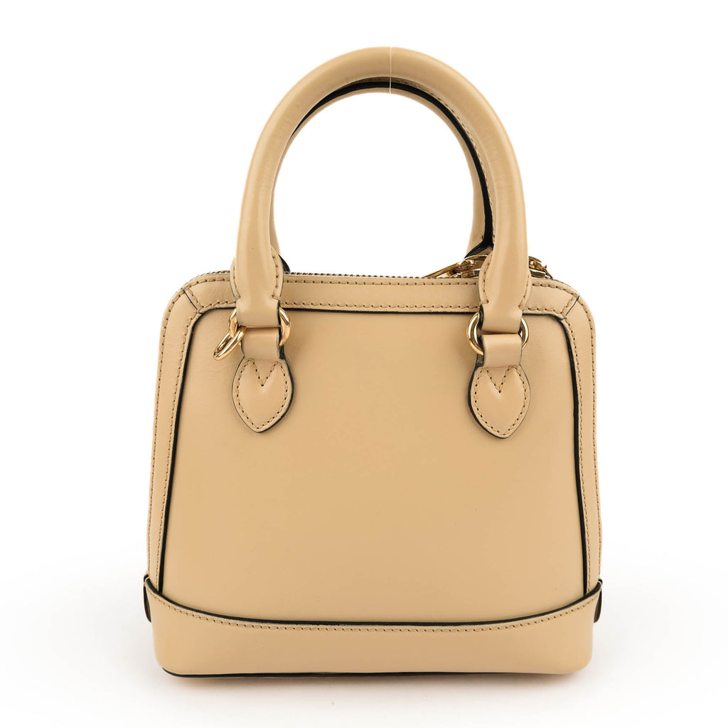 Gucci Horsebit 1955 Mini Top Handle Bag 640716 Smooth Leather Beige Gold Hardware 2-Way
