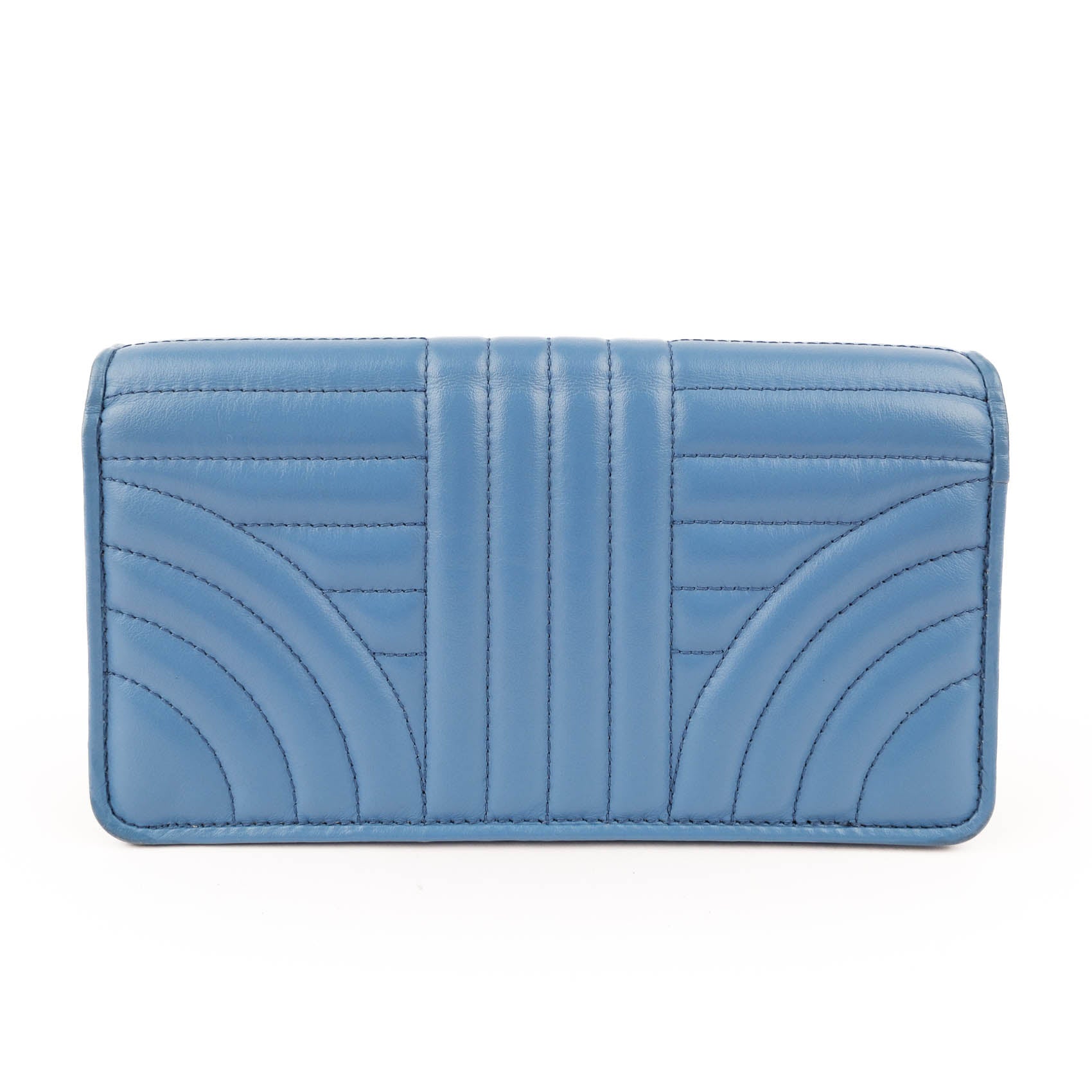 PRADA Diagramme Leather Wallet on Chain (WOC) - Astrale Blue - Model 1ZH044