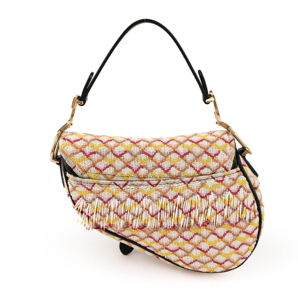 Christian Dior Beaded Saddle Bag with Embroidered Strap