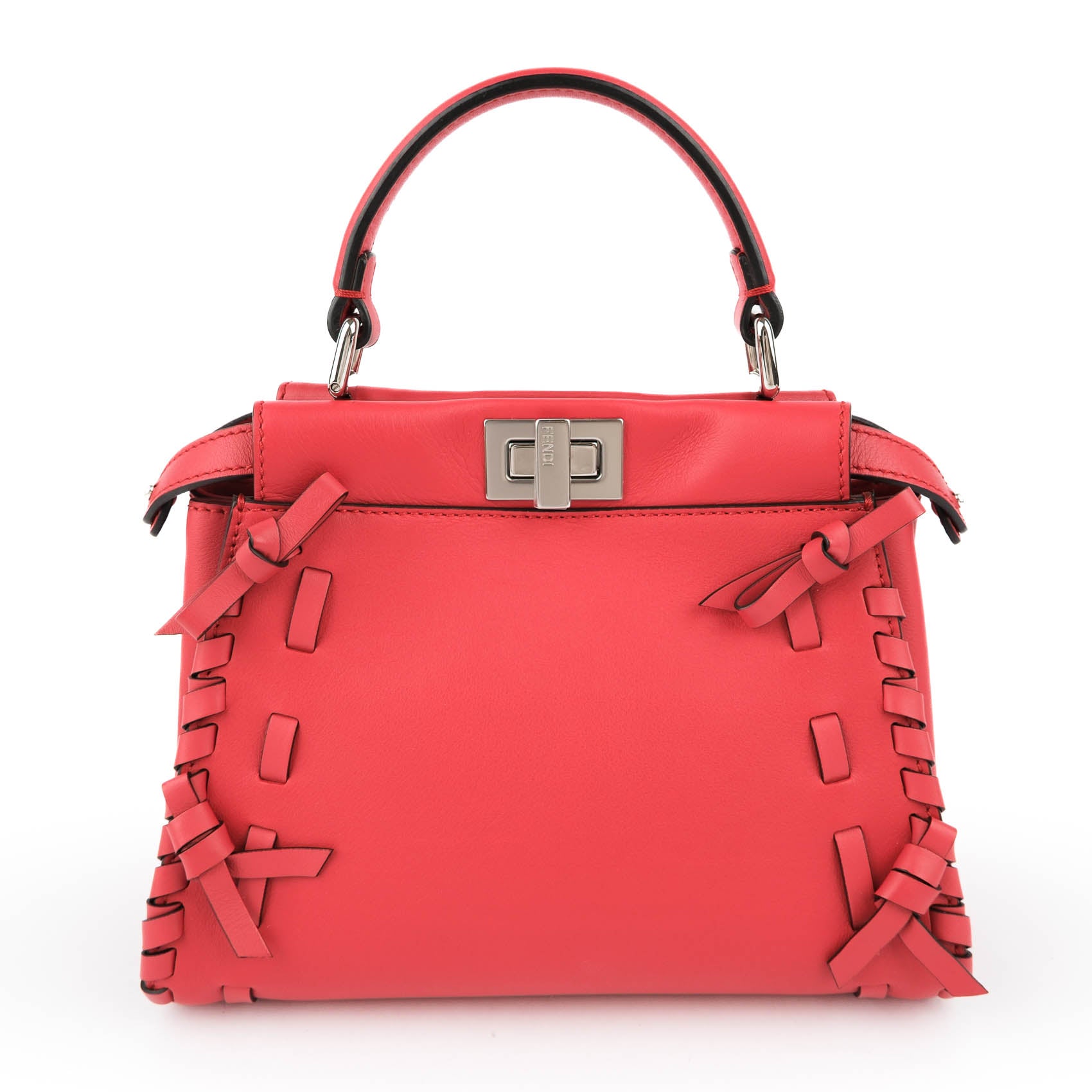 Fendi Mini Peekaboo Lace-Up Sides in Red Calfskin 8BN244