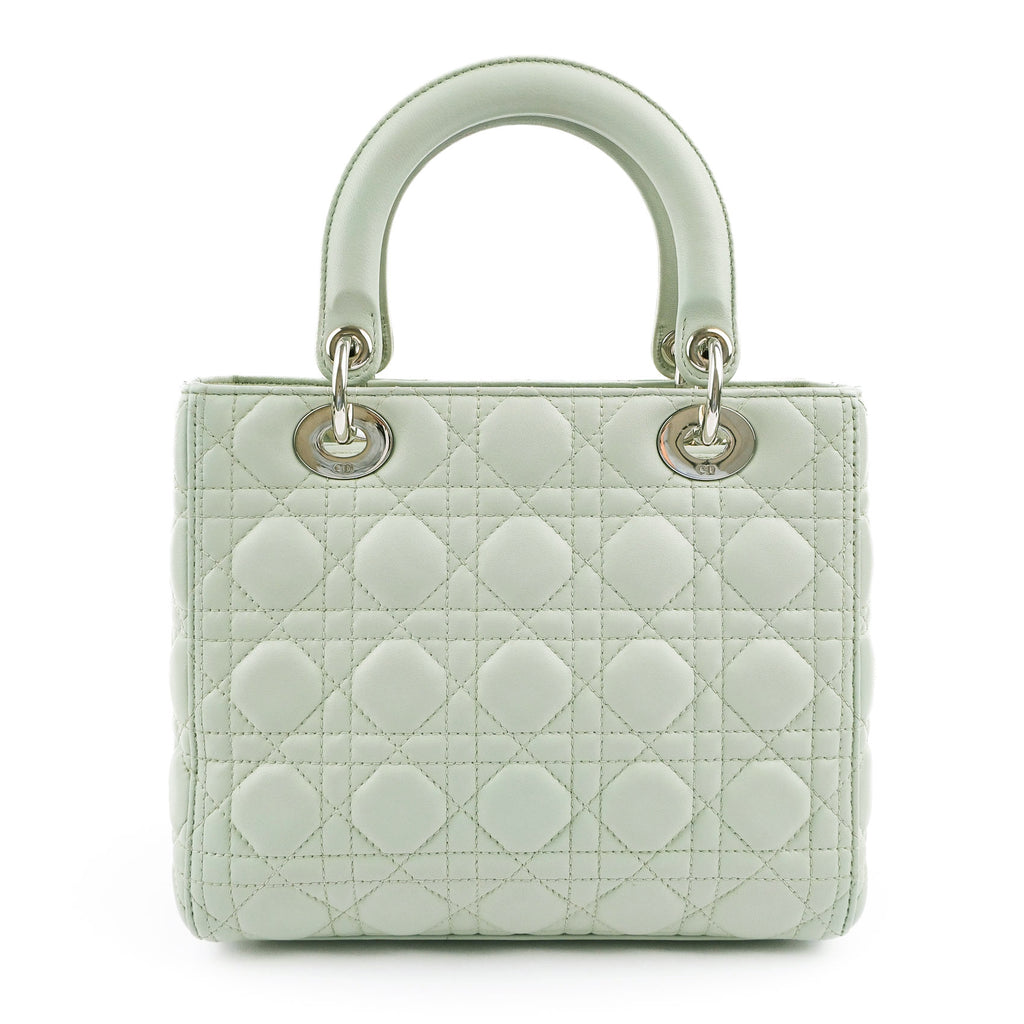 Christian Dior Lady Dior Medium Bag Cannage Lambskin Light Green Leather