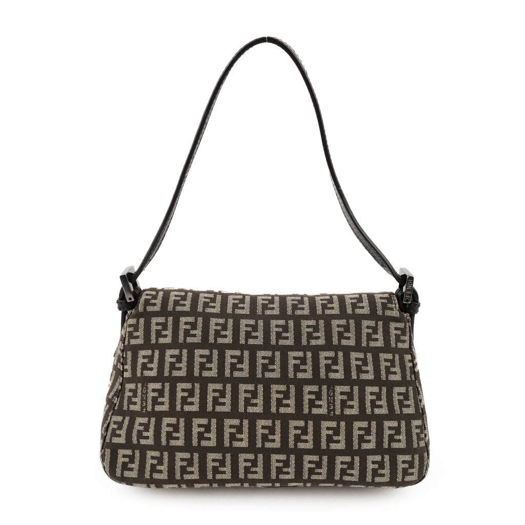 Fendi Zucchino Canvas Baguette Pouch - Discontinued Dark Gunmetal Edition