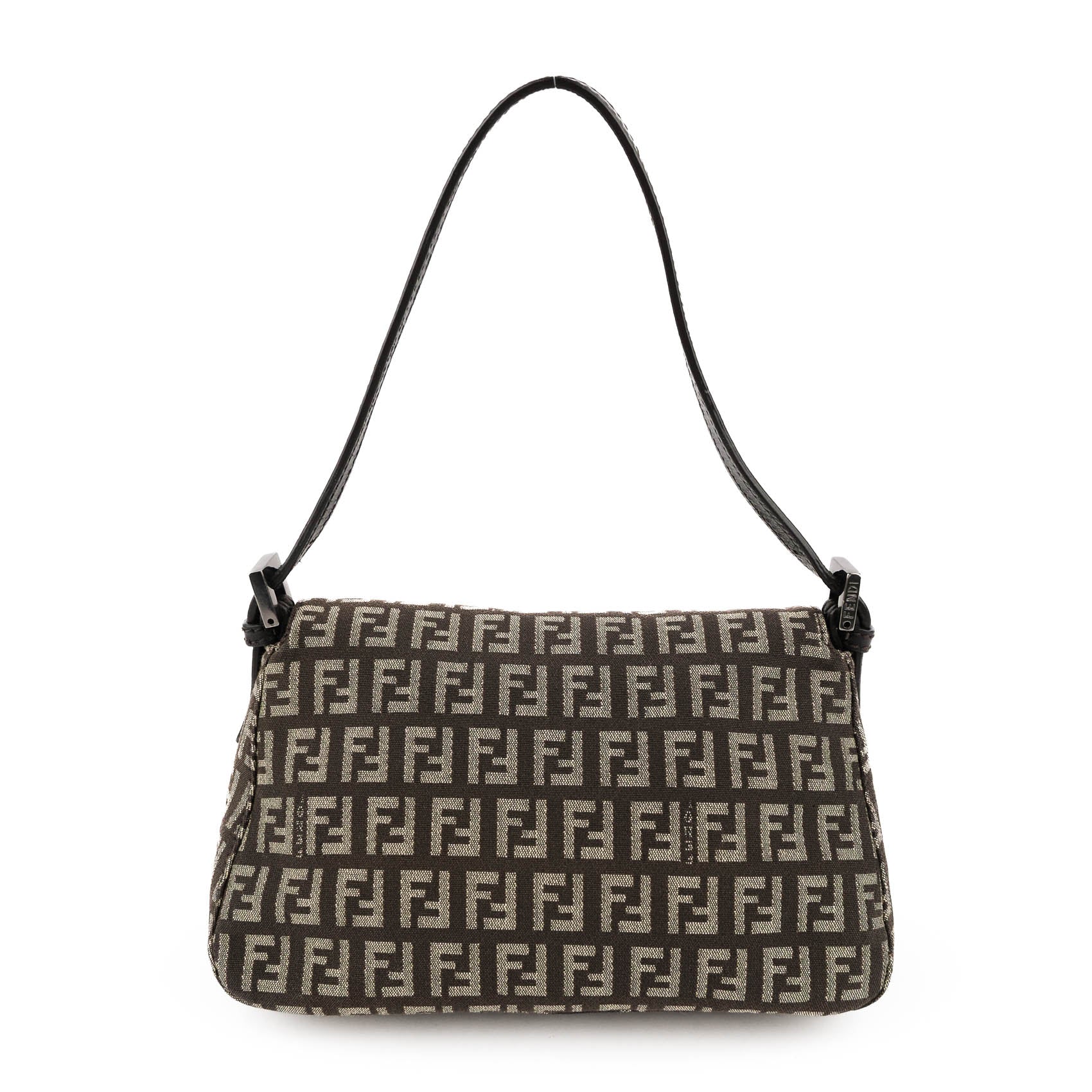 Fendi Zucchino Canvas Baguette Pouch - Discontinued Dark Gunmetal Edition