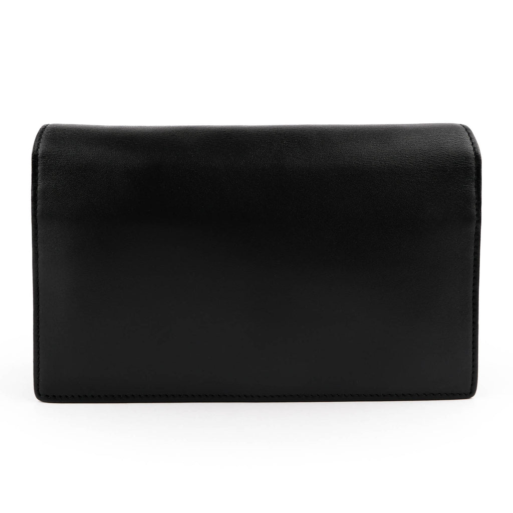 Saint Laurent (YSL) Kate Small Chain Shoulder Bag with Tassel in Black Smooth Leather 354121