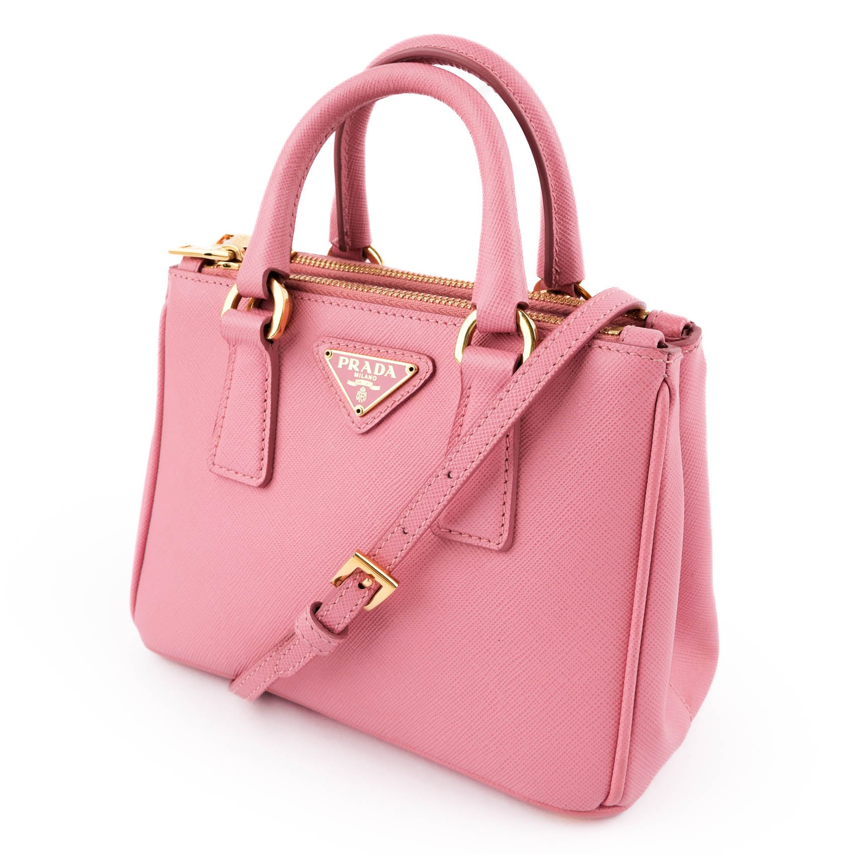 Prada Saffiano Lux Leather 2-Way Handbag - Pink
