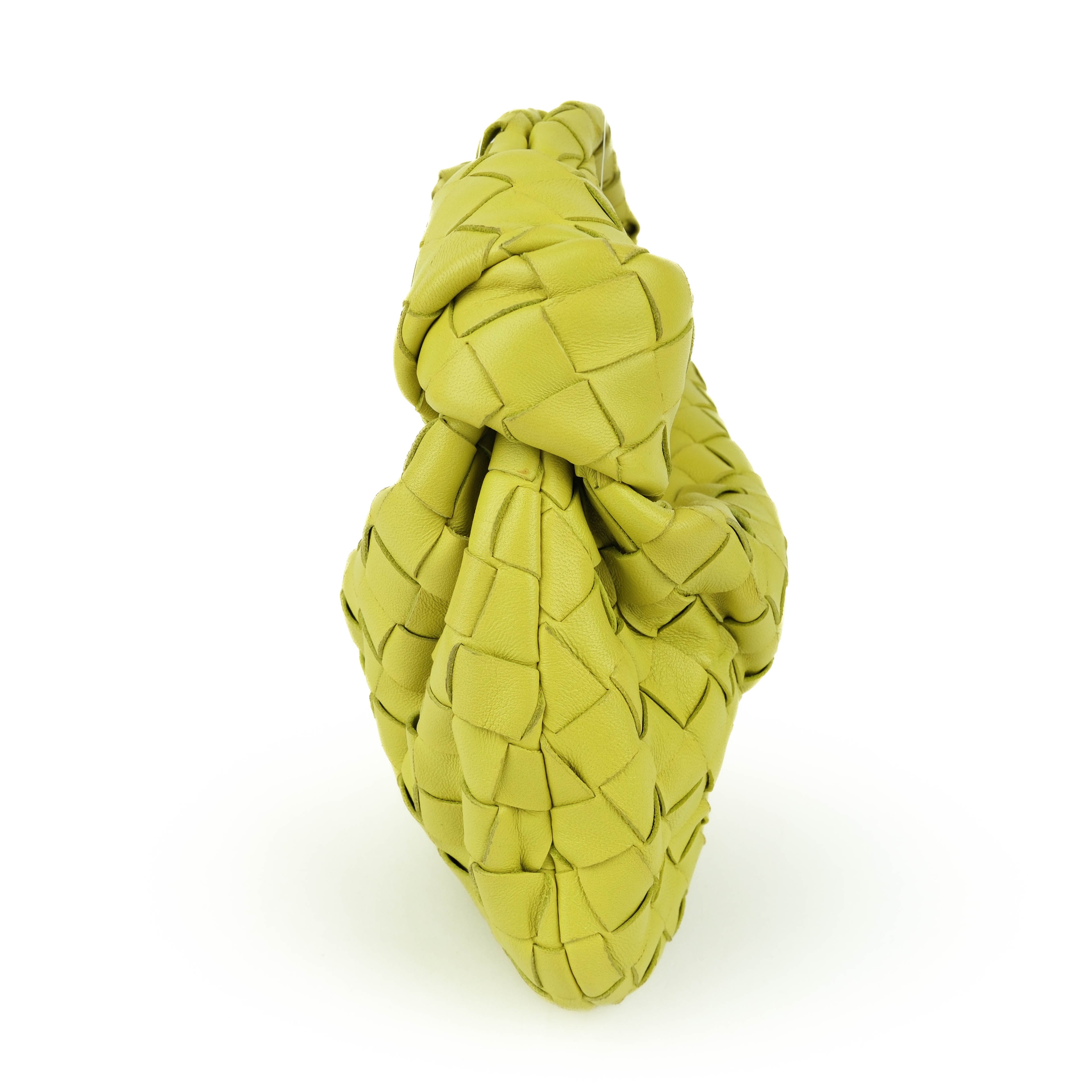 Bottega Veneta Mini Jodie Bag 72750 Intrecciato Leather Handbag Yellow-Green