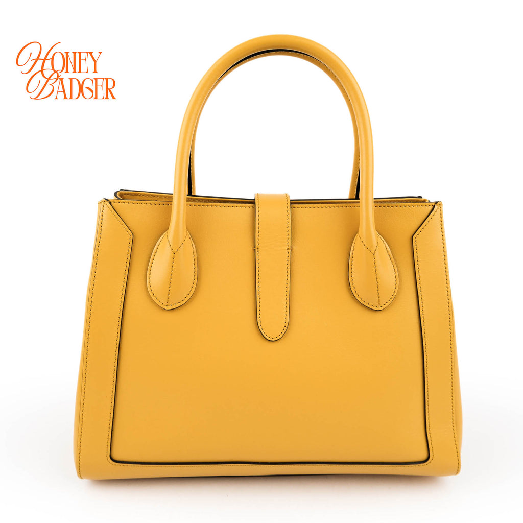 Gucci Jackie 1961 Piston Lock Yellow Leather Shoulder Tote Bag (Medium)