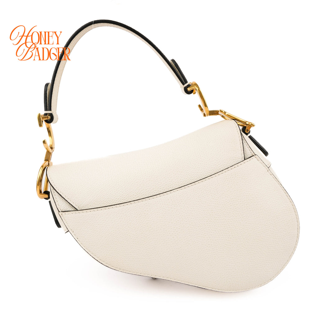 Dior Handbag 2WAY Shoulder Bag White Saddle Small Calfskin