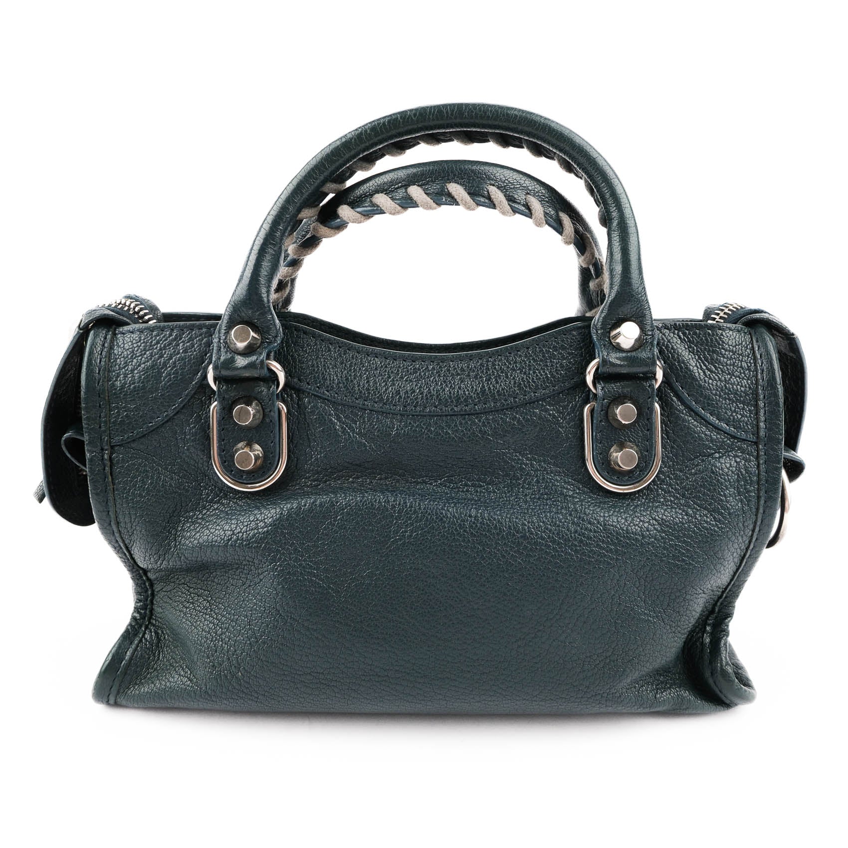 Balenciaga Classic Metallic Edge Mini City Leather 2-Way Handbag Green