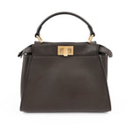 Fendi Peekaboo Mini 2way Handbag Smooth Leather Dark Brown Gold Hardware 8BN244
