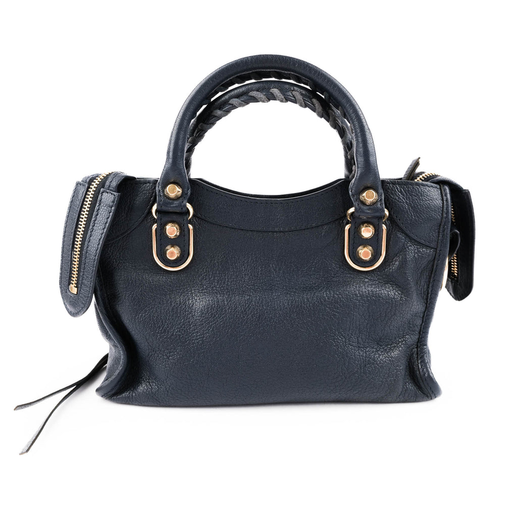 Balenciaga Classic City Mini Navy Leather Shoulder Mini City Crossbody Bag 309544