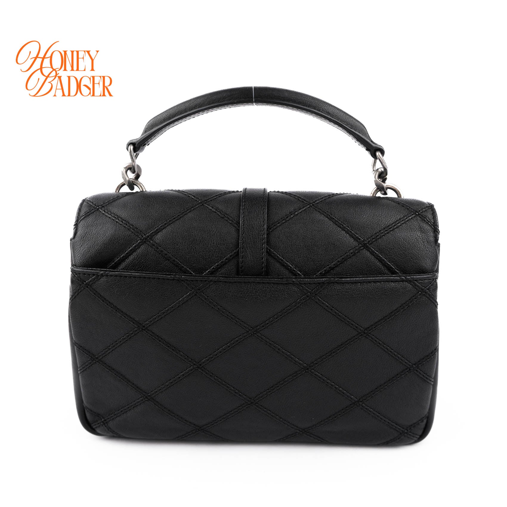 Saint Laurent Medium College Bag Rare Diamond Quilted Black Leather Silver Hardware