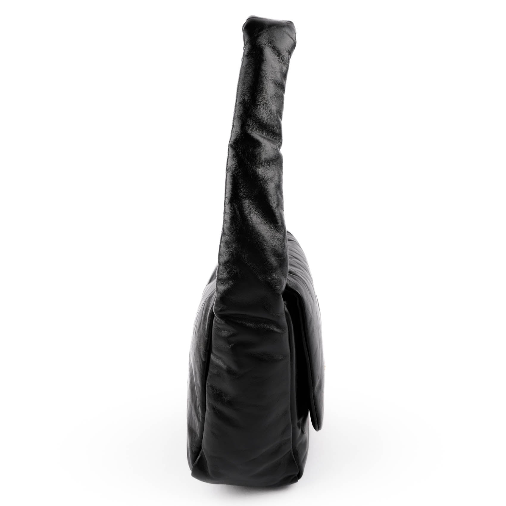 BALENCIAGA Monaco BB Logo Leather Shoulder Bag Black