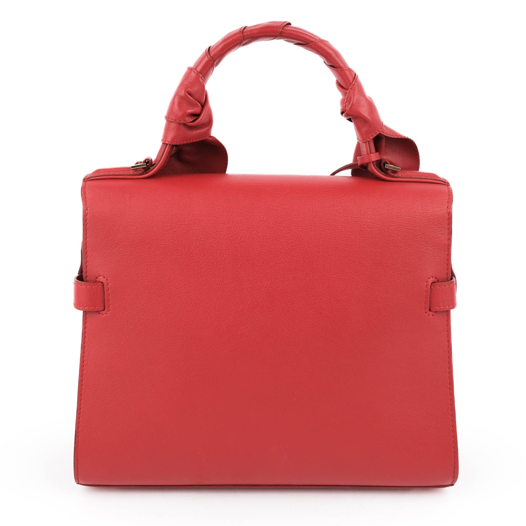 Delvaux Tempête MM Supple Calfskin Leather Bag - Lipstick Red with Knotted Handle