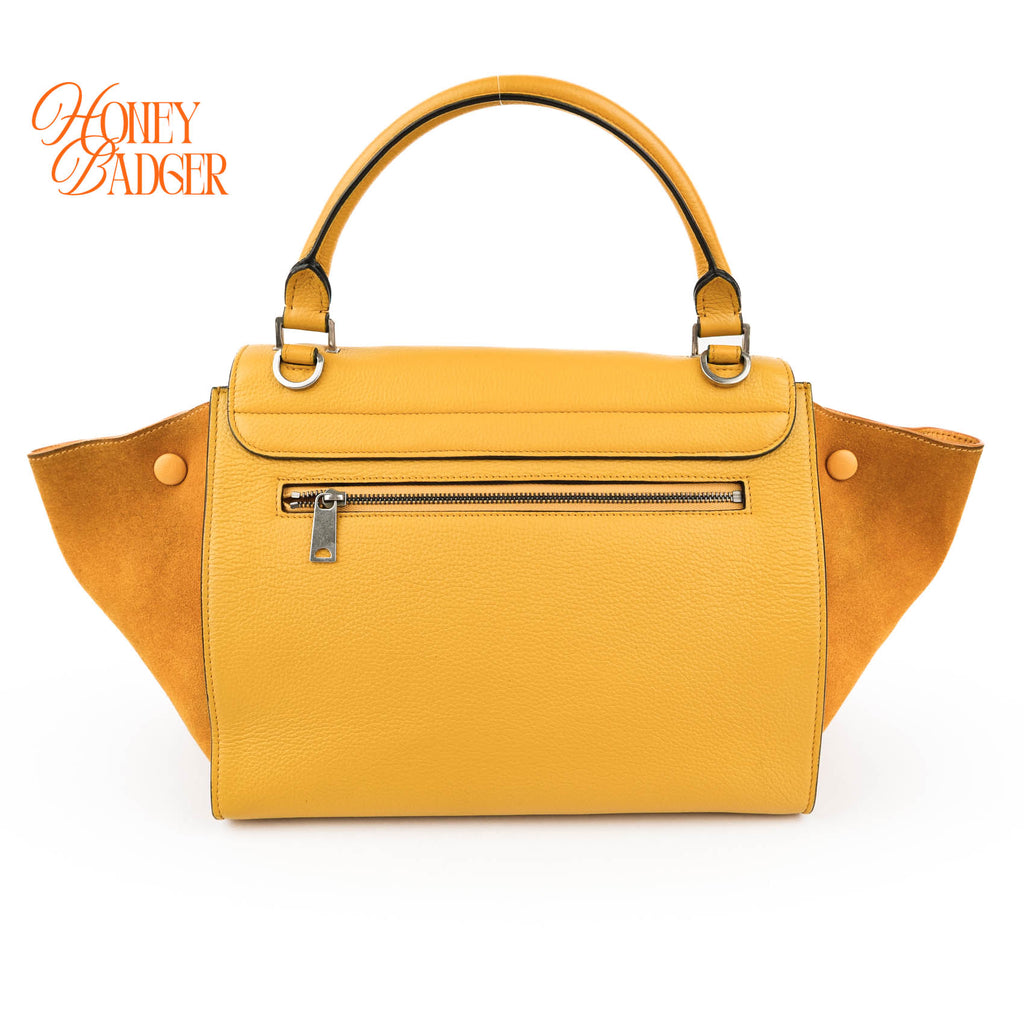 Celine Trapeze Medium 2WAY Handbag | Yellow Suede & Calfskin
