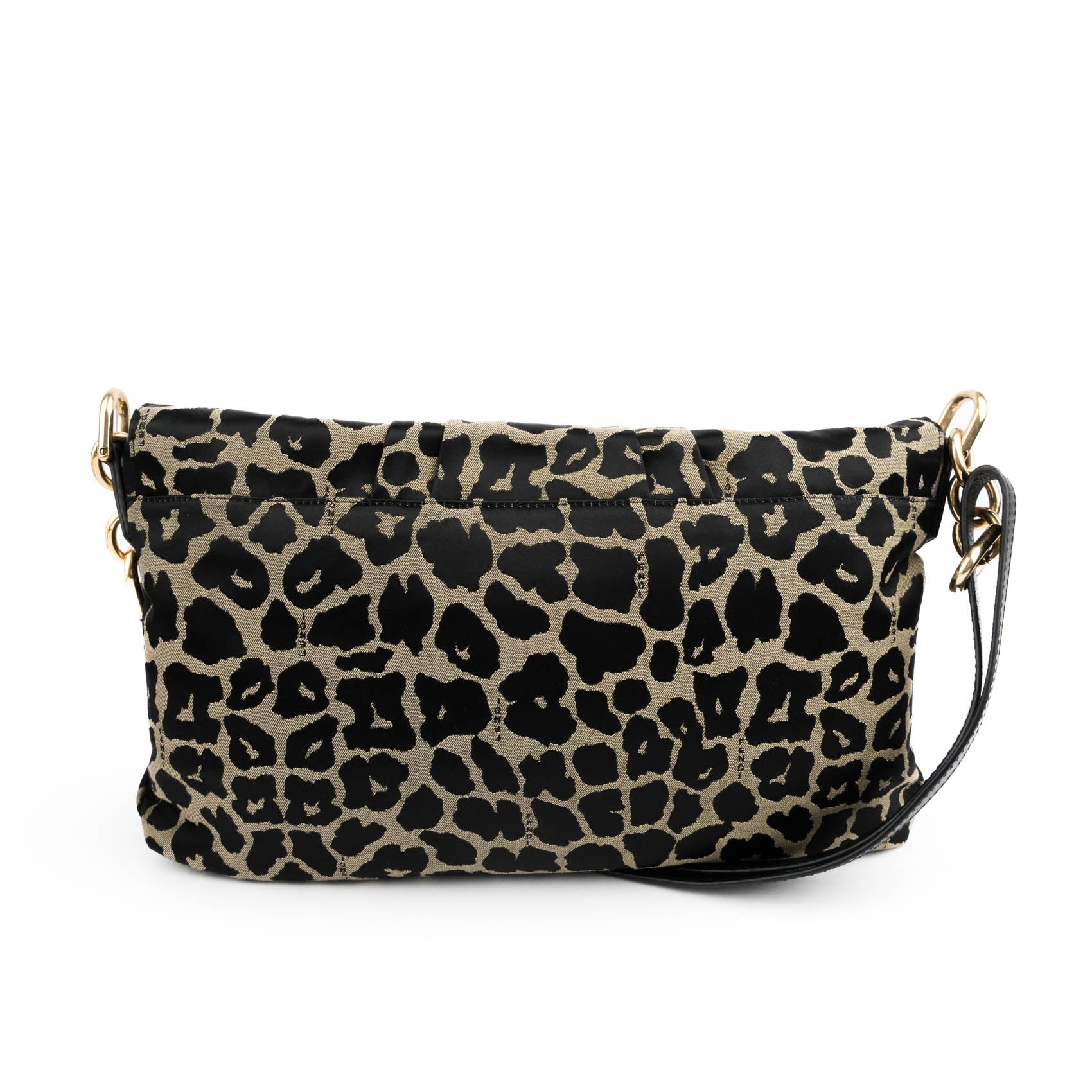 Fendi Large Baguette Leopard Canvas Shoulder Bag with Gold Hardware