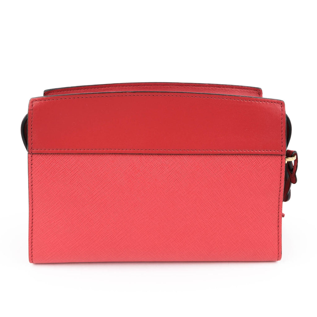 Prada Esplanade Crossbody Saffiano City Calf Red Leather Shoulder Bag 1BH043 Gold Hardware