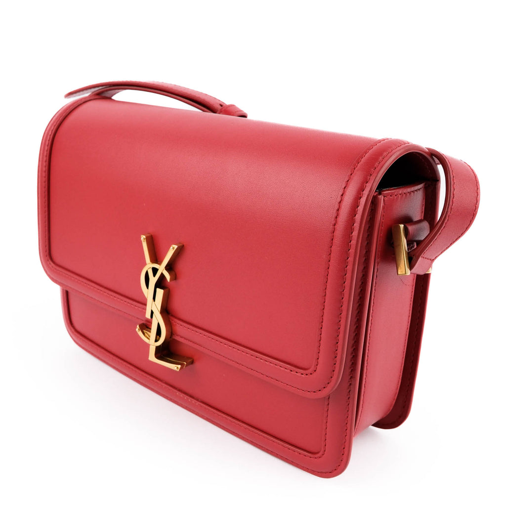 Saint Laurent Paris Solferino Small Shoulder Bag 634305 Smooth Leather Red Gold Hardware