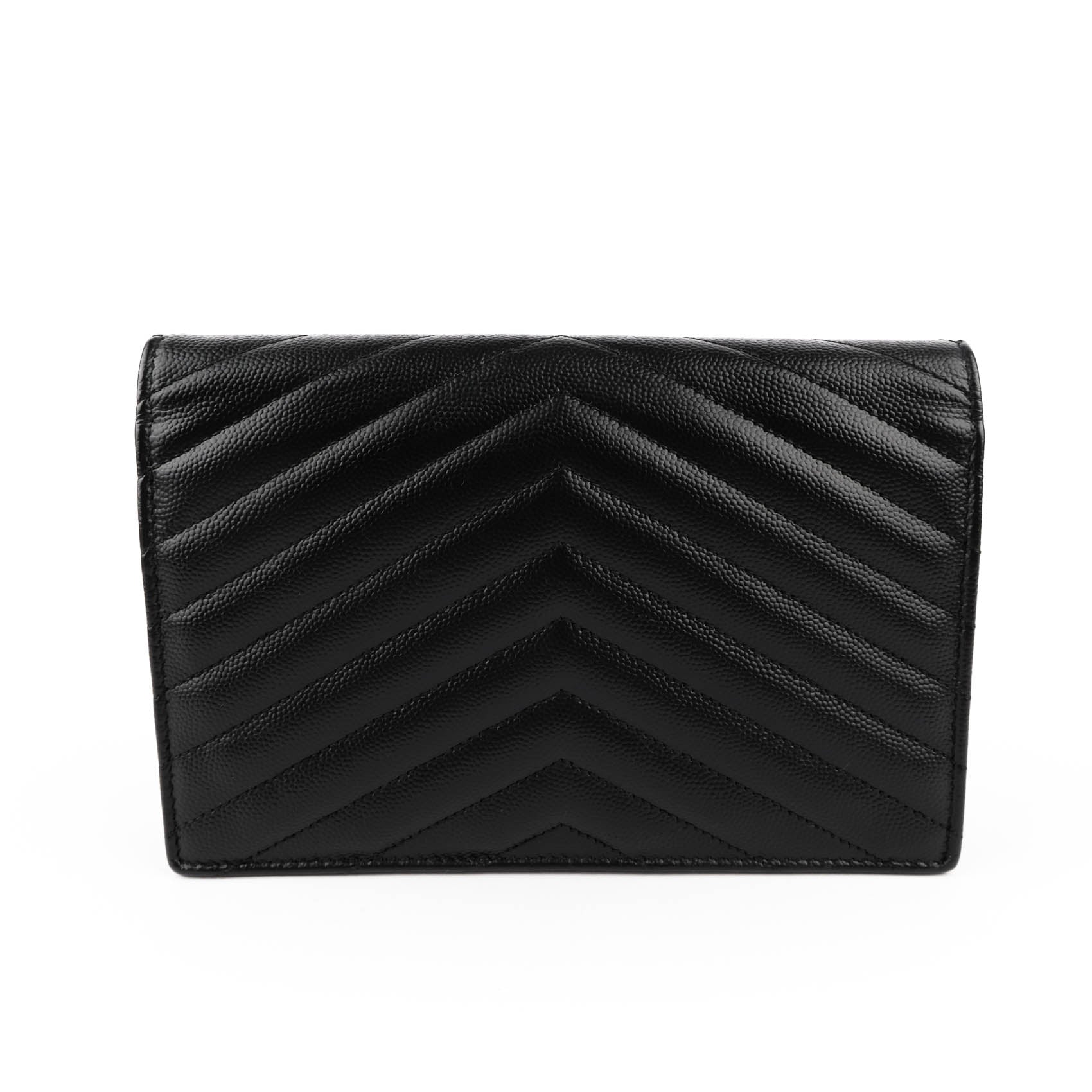 Yves Saint Laurent Vintage Cassandra Monogram Shoulder Bag - Black Leather Silver Logo