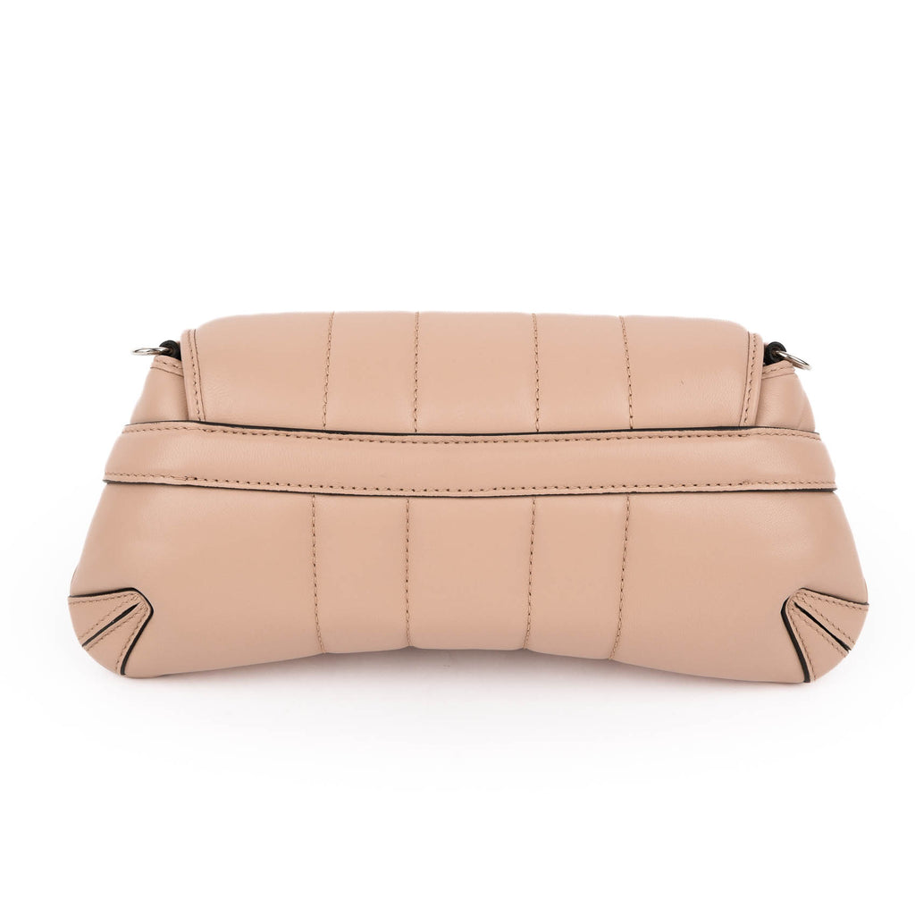 Gucci Horsebit 1955 Small Chain Shoulder Bag Quilted Leather Beige Silver Hardware