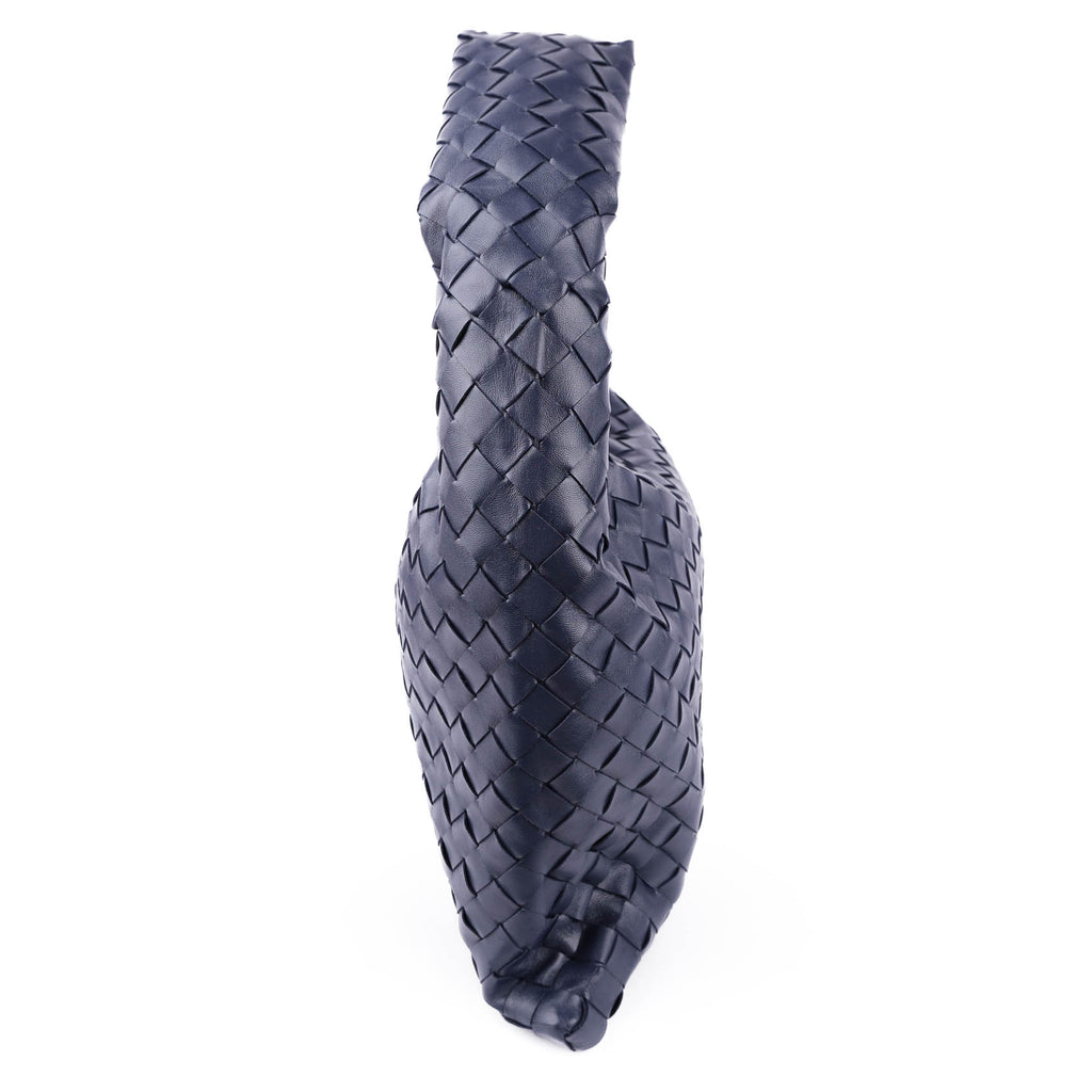 Bottega Veneta Medium Hop Intrecciato Leather Hobo Bag - Navy