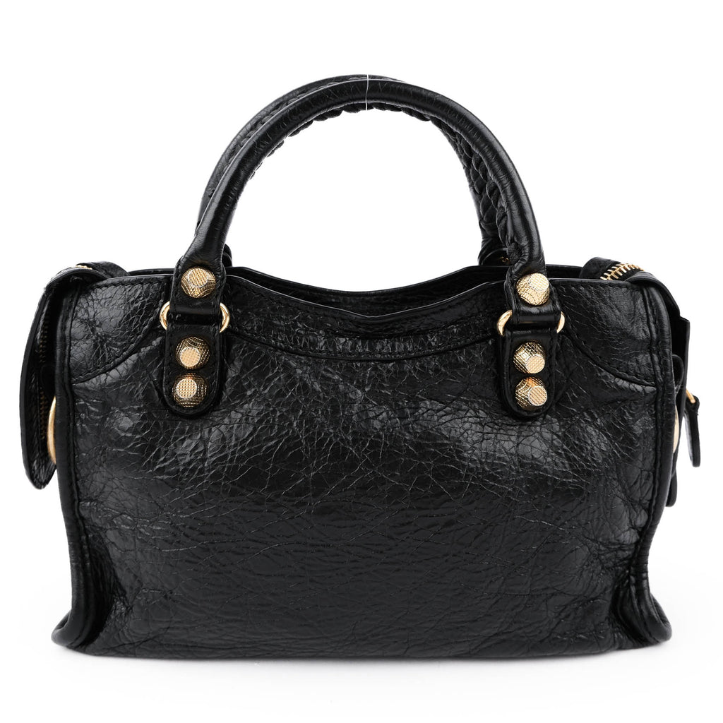 Balenciaga Classic City Mini with Giant 12 Gold Hardware (Black Lambskin)