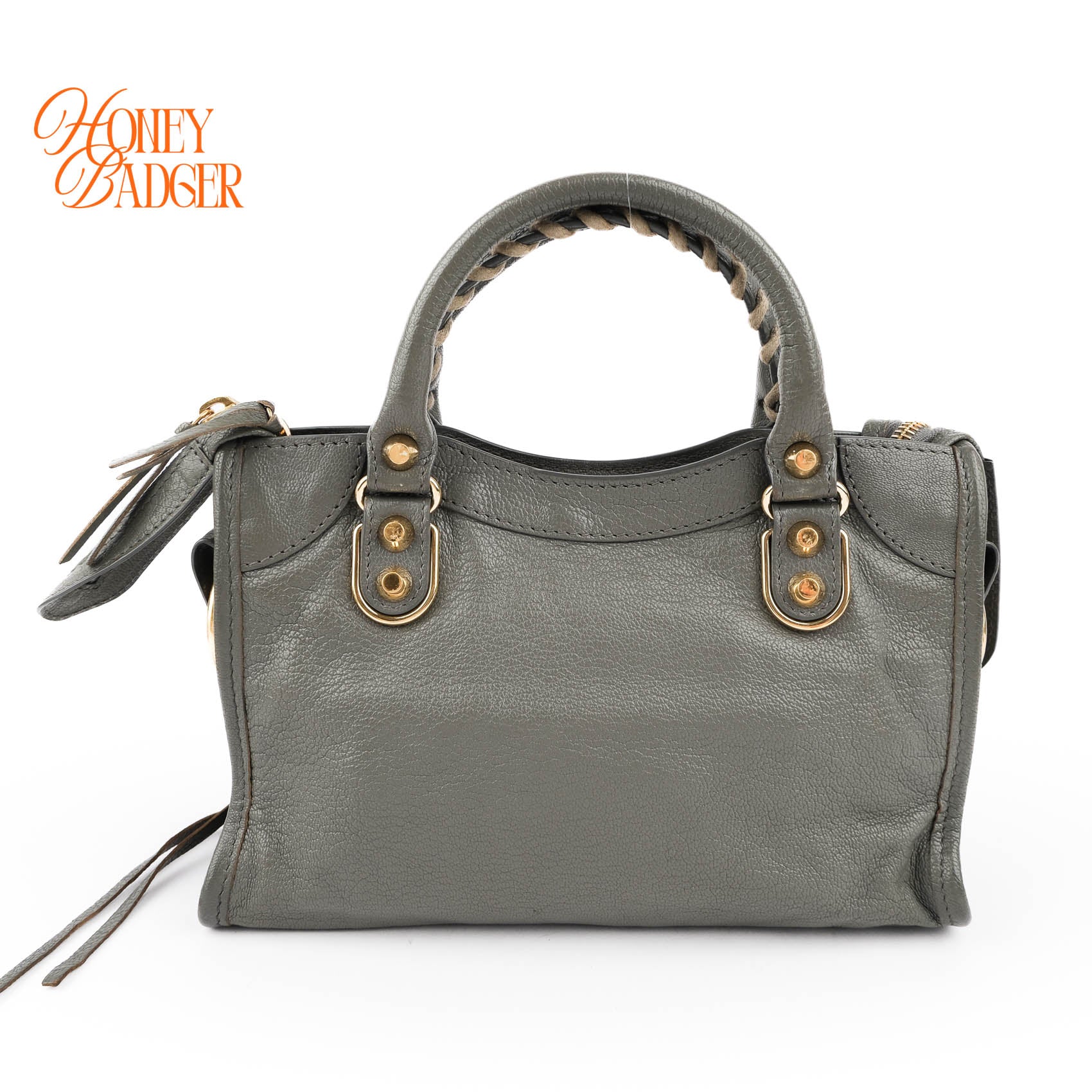 Balenciaga Metallic Edge Mini City Gray Leather Gold Hardware 2WAY Bag 390160