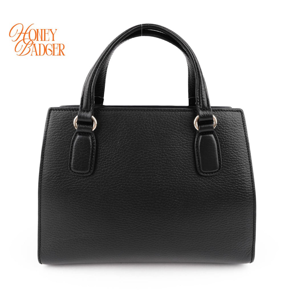 Gucci Soho Interlocking G Small Tote Bag Black Grained Leather 2WAY 607722