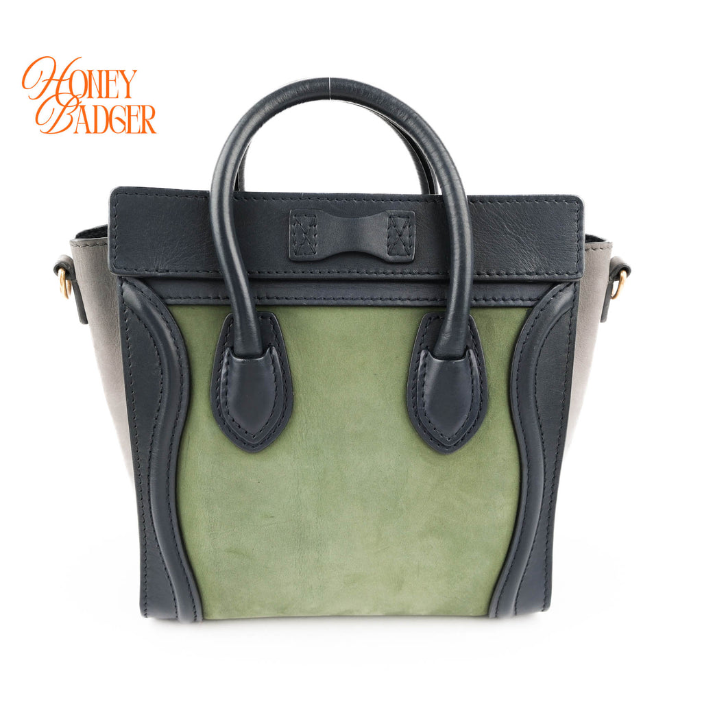 Celine Tricolor Leather & Suede Luggage Nano Shopper