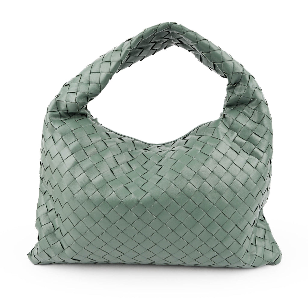 Bottega Veneta Small Hop Bag in Aloe Green Intrecciato Leather