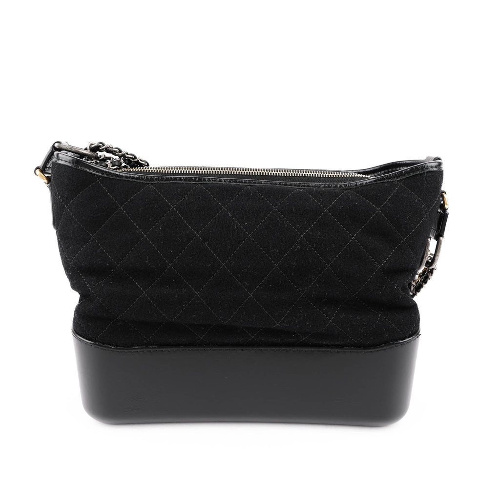 Chanel Medium Gabrielle Hobo Bag in Black Felt and Calfskin