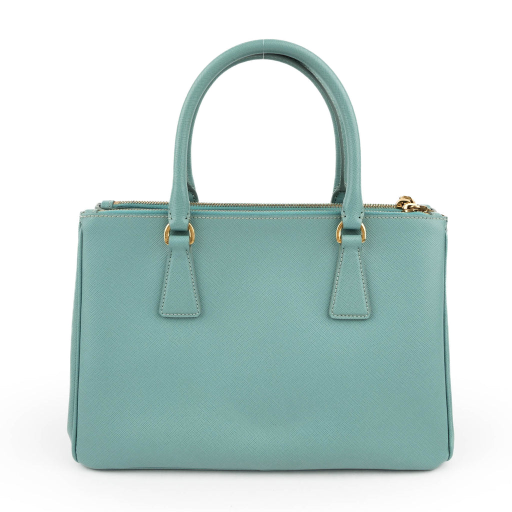 Prada Galleria Medium Saffiano Leather 2-Way Handbag Light Blue Gold Hardware