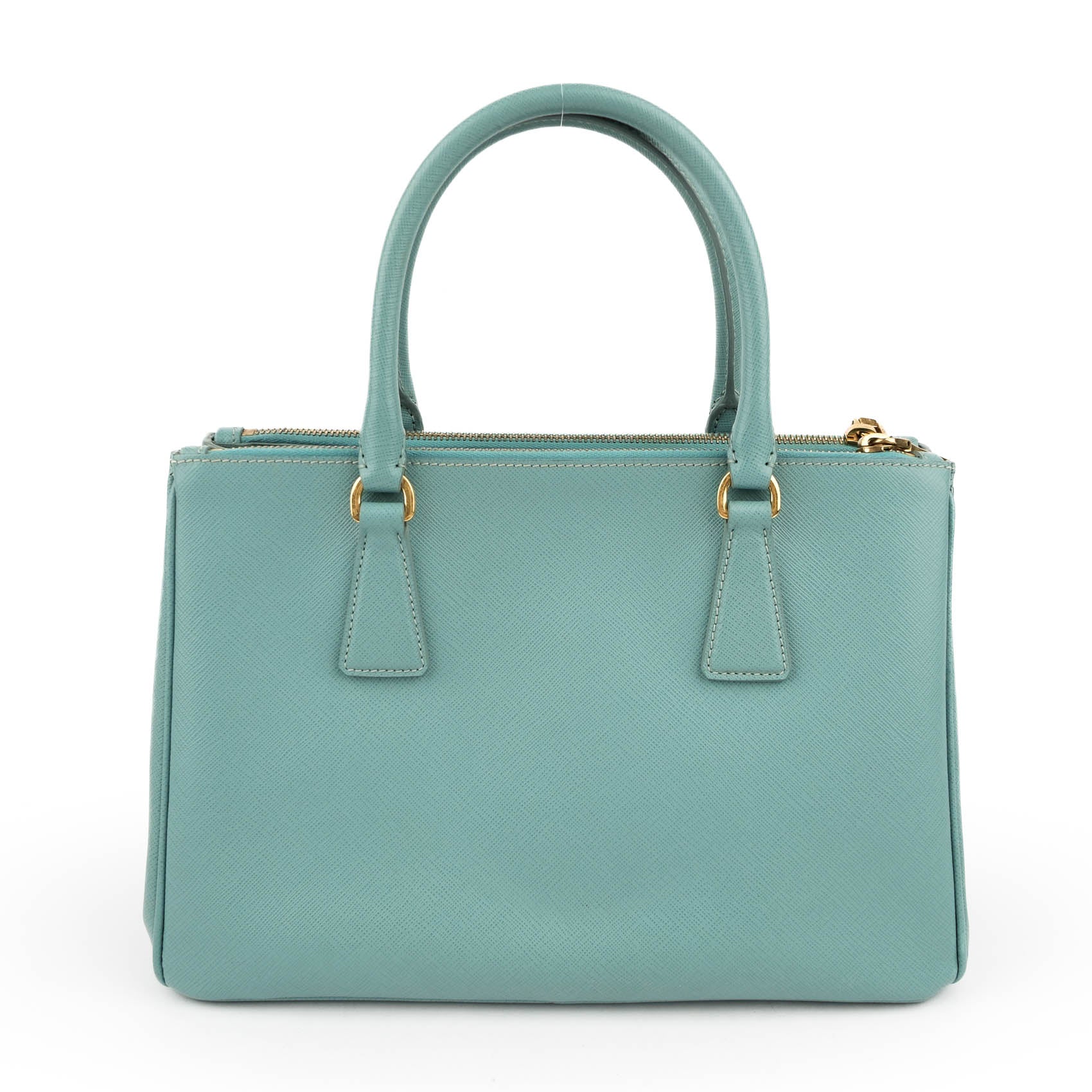 Prada Galleria Medium Saffiano Leather 2-Way Handbag Light Blue Gold Hardware