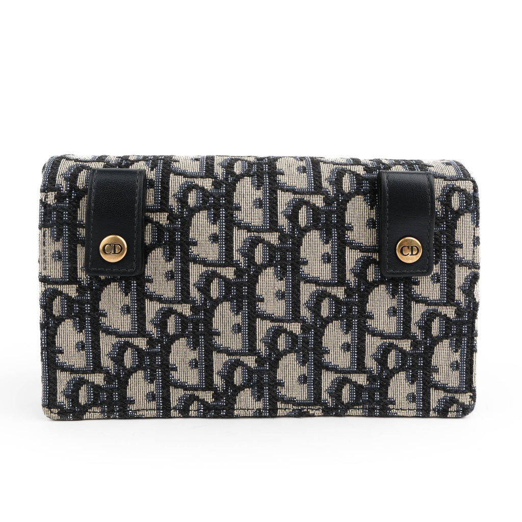 Dior Saddle Belt Pouch in Navy Oblique Jacquard with Aged Gold Hardware