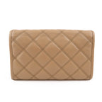 Saint Laurent Paris Becky Leather Chain Wallet in Beige