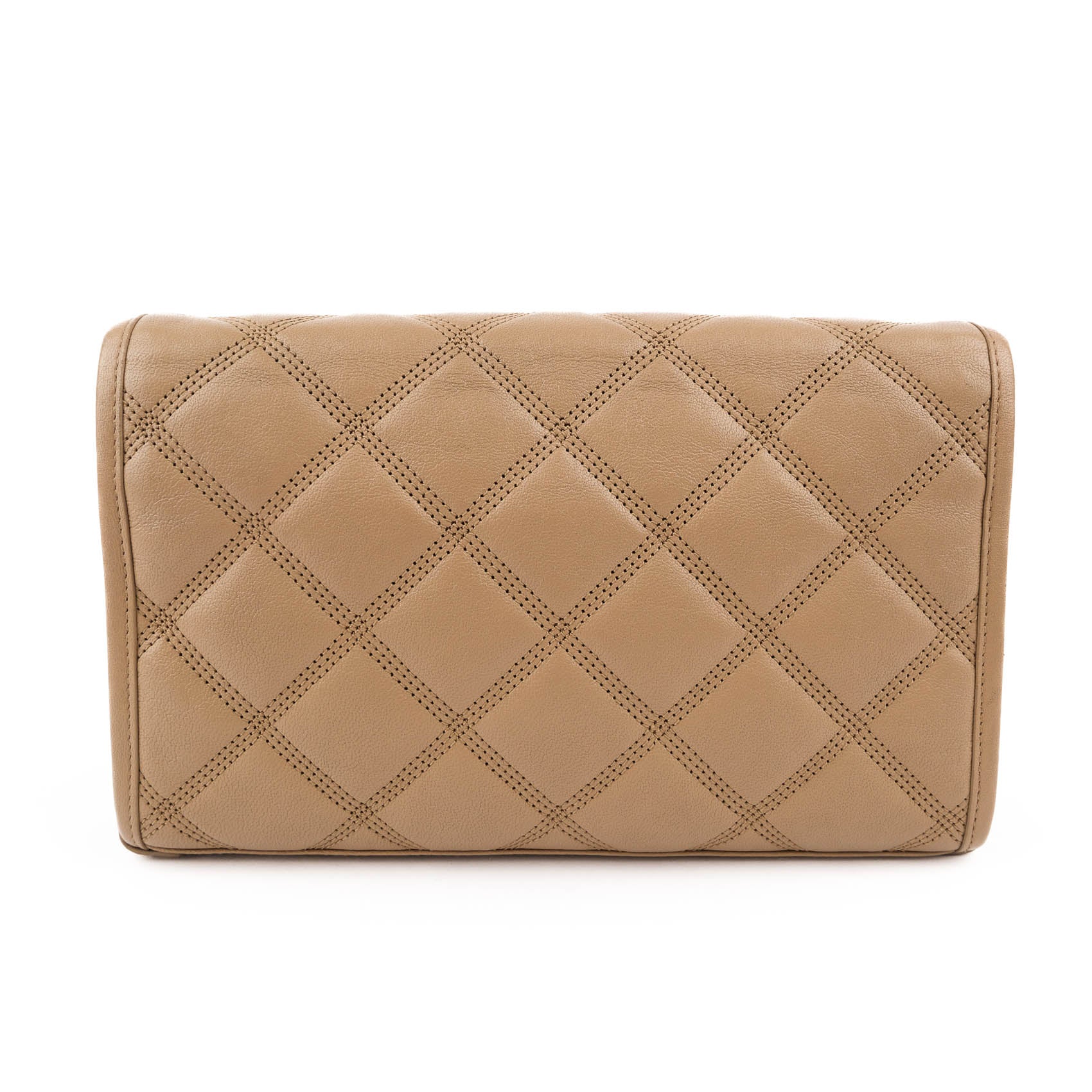 Saint Laurent Paris Becky Leather Chain Wallet in Beige