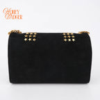 Saint Laurent Suede Star Studded Small Kate Chain Bag - Black