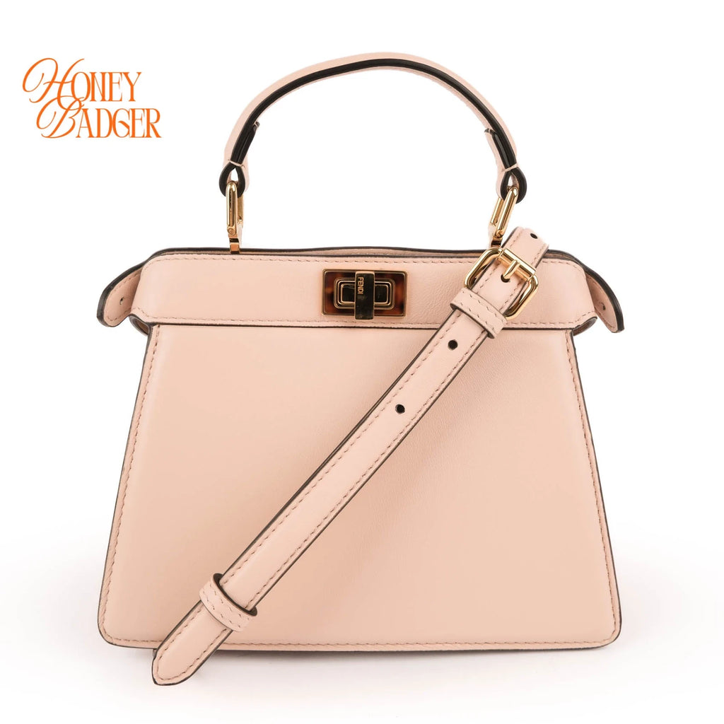 Fendi Peekaboo ISeeU Petite Handbag Pink Leather 2WAY Bag 8BN335