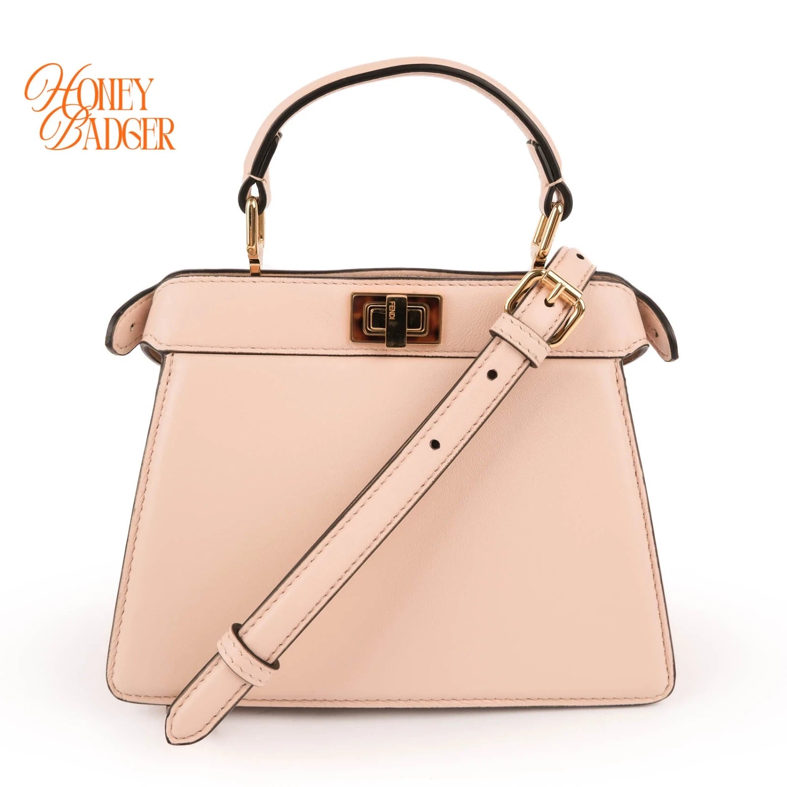 Fendi Peekaboo ISeeU Petite Handbag Pink Leather 2WAY Bag 8BN335
