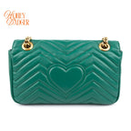 Gucci GG Marmont Small Matelassé Leather Green Antique Gold Hardware Rank A