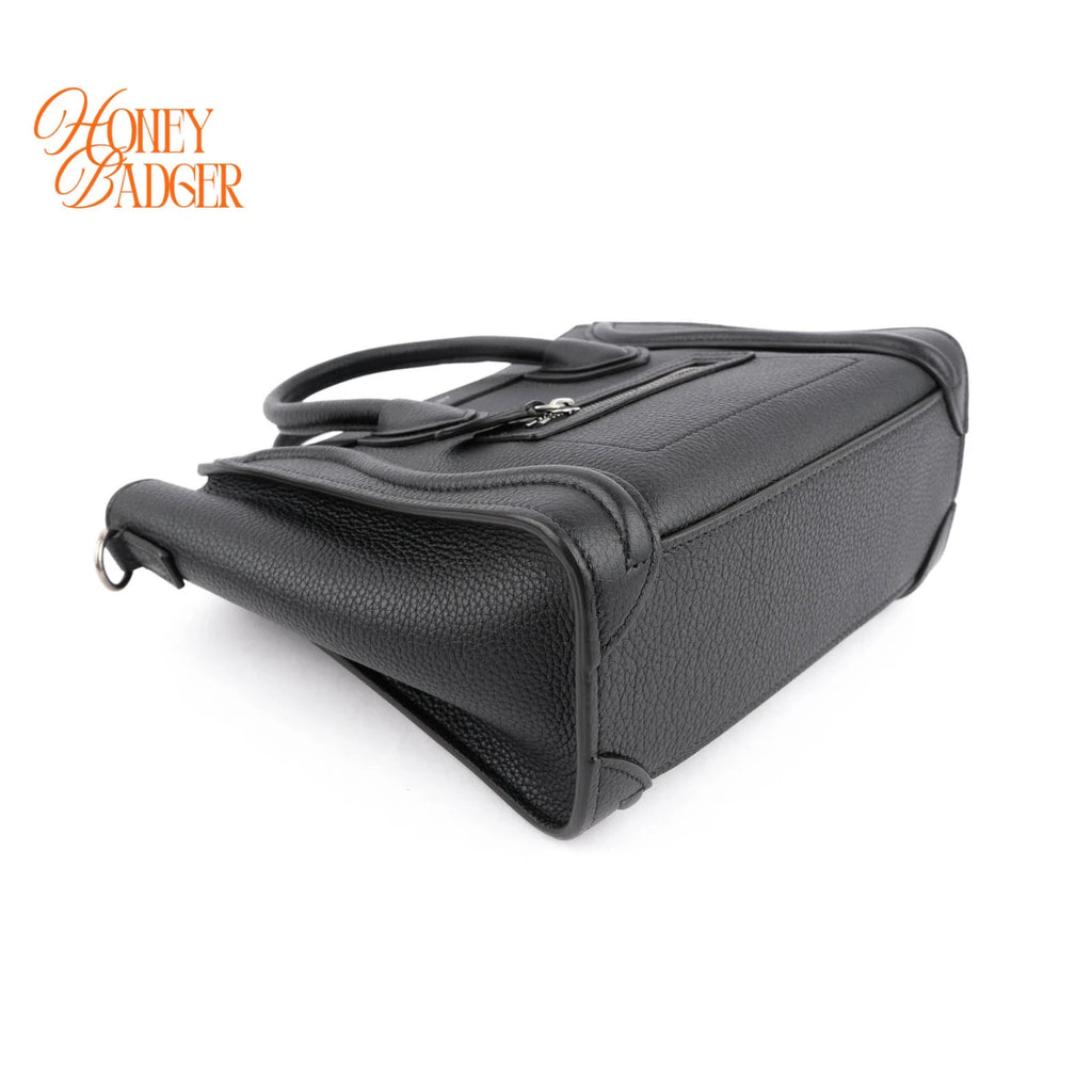 Celine Luggage Nano Leather Bag Black Rank A