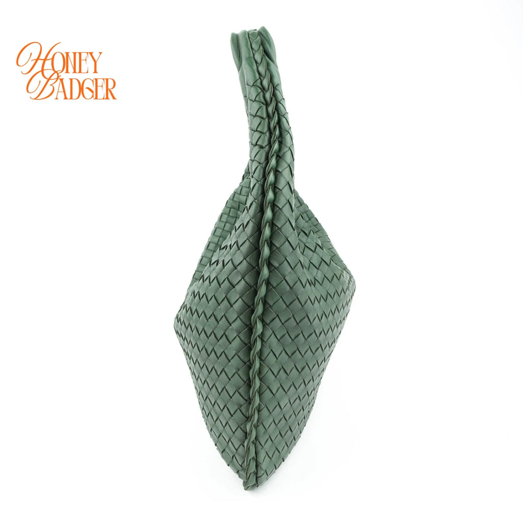 Bottega Veneta Veneta Hobo Intrecciato Leather Green Rank A