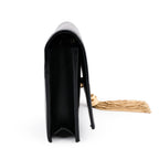 Saint Laurent (YSL) Kate Small Chain Shoulder Bag with Tassel in Black Smooth Leather 354121